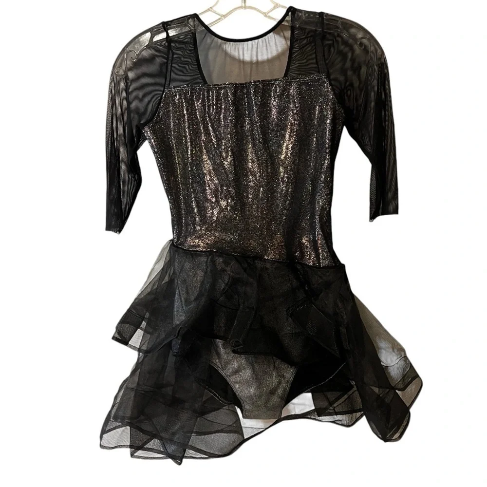Revolution  Dancewear “Gravitate” Dance Costume Small Adult black mesh tulle